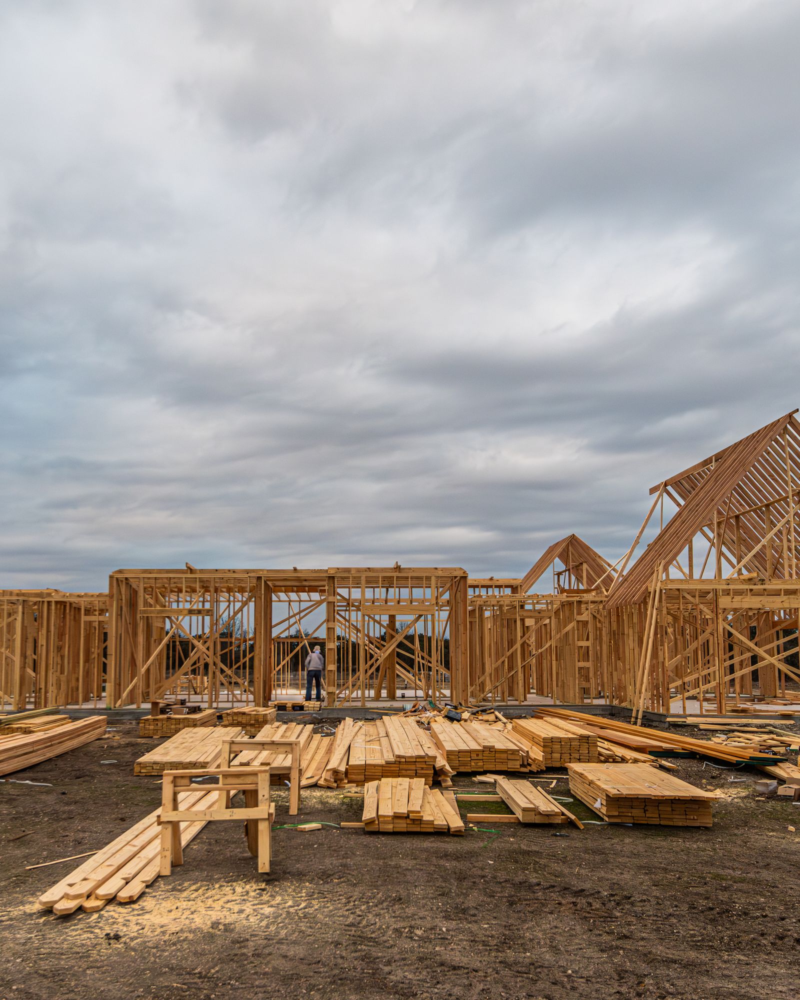 Wood framing under construction